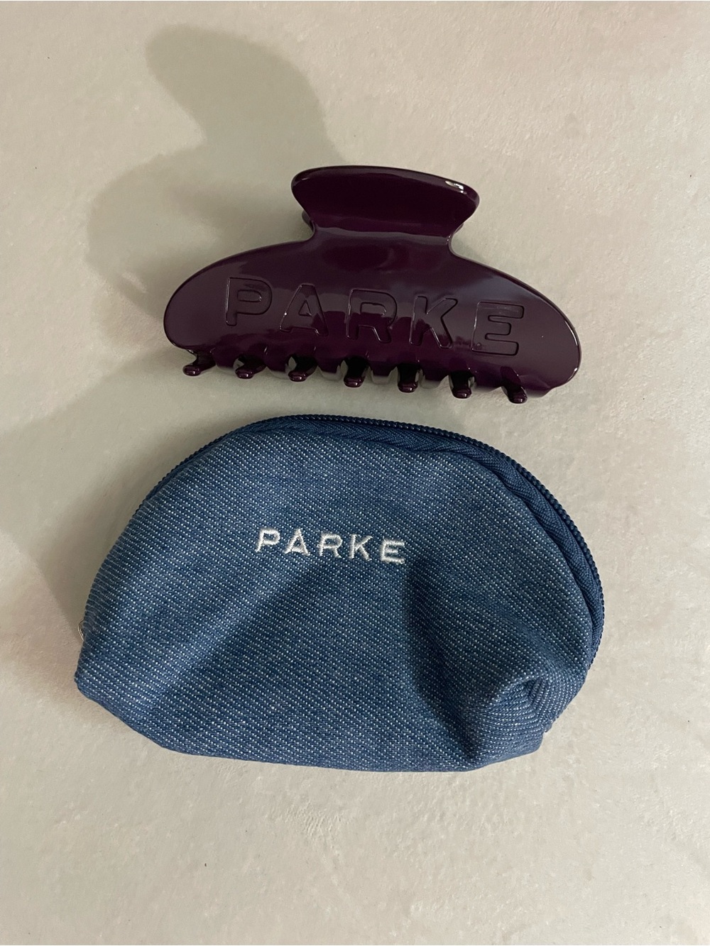 Parker Hair Claw Clip in Deep Purple with Blue Pouch New Without Tags